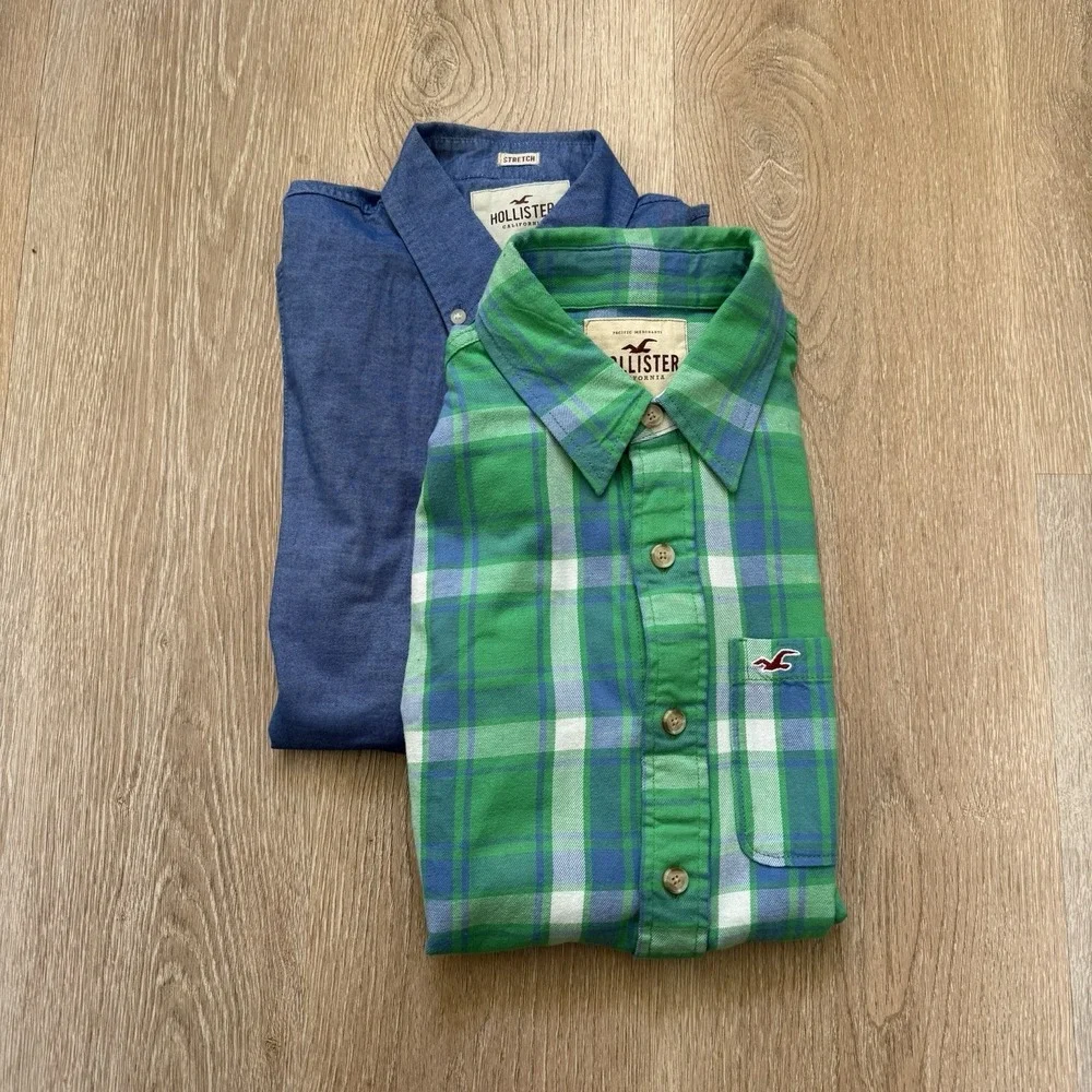 Hollister California Stretch Long Sleeve Plaid‎ Button Down Size Medium Bundle